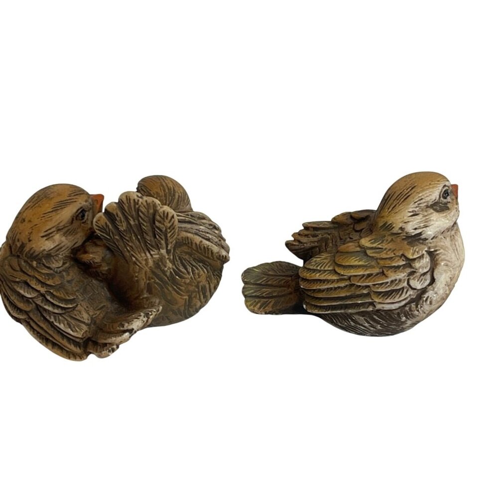 Sparrow Bird Italy Dipinto a Mano Brown Resin Figurines Set Lot Hand Painted VTG - Picture 6 of 15